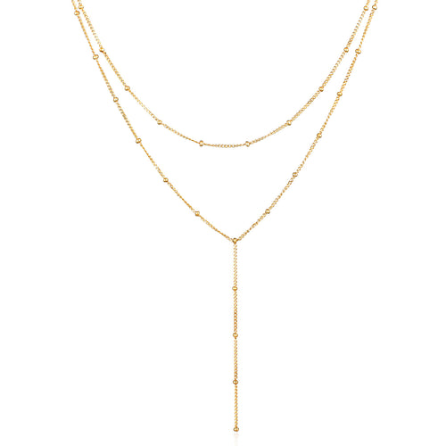 Gold - Elli | Y-Halskette Layer | 925er Sterling Silber Vergoldet