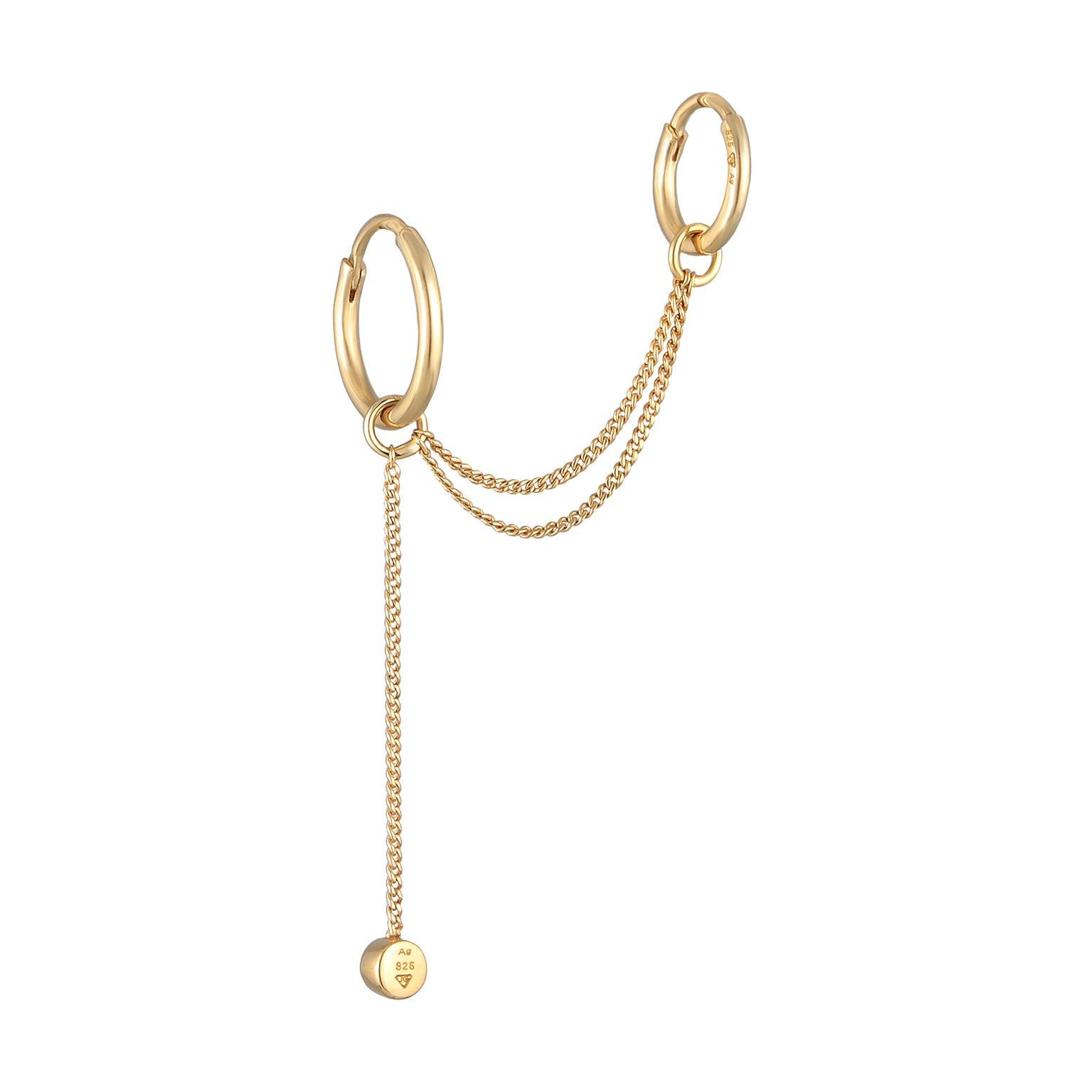 Gold - Elli | Creolen Ear Chain | Mit Kristallen von Swarovski® (Weiß) | 925er Sterling Silber Vergoldet