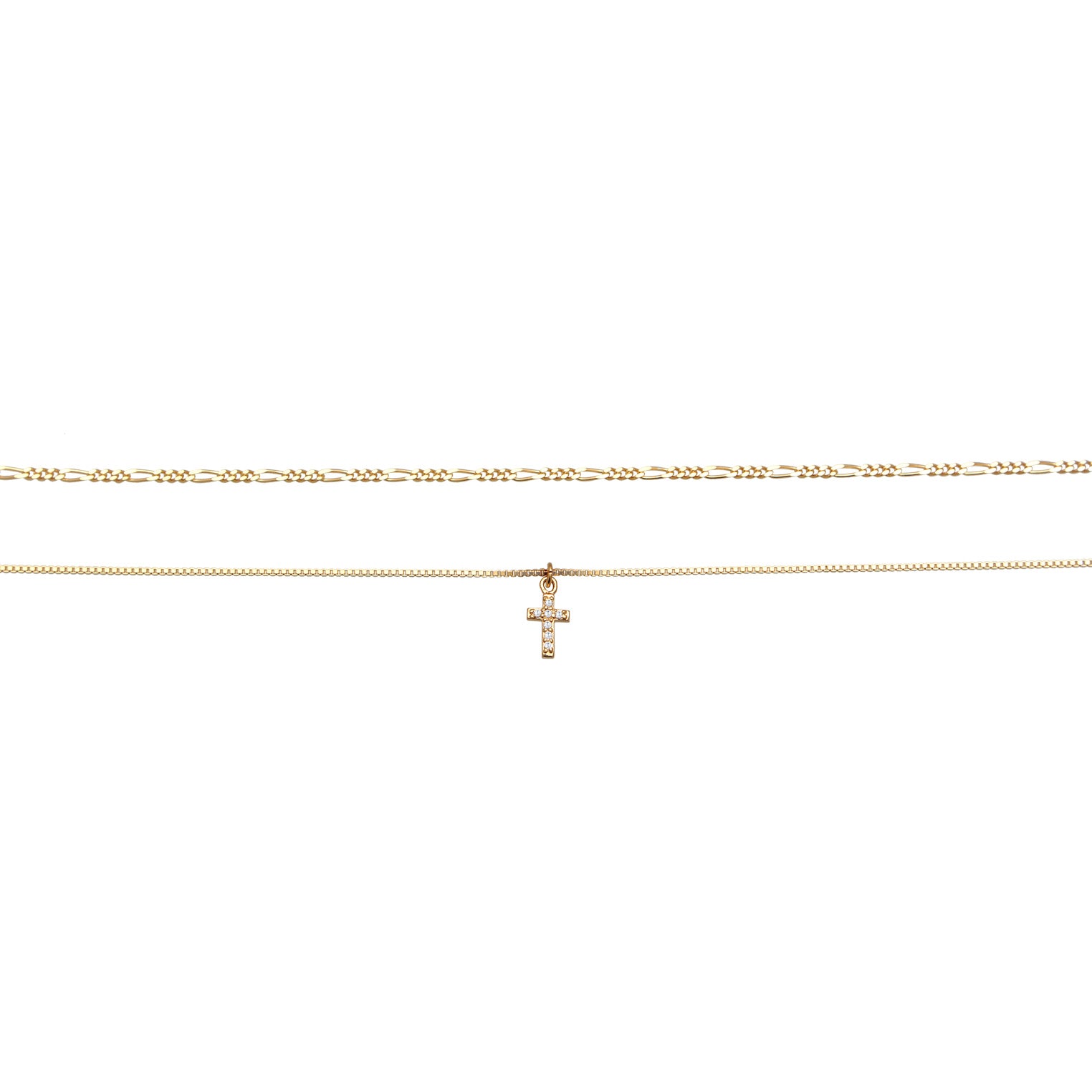 Gold - Elli | Choker Kreuz Anhänger | Zirkonia (Weiß) | 925er Sterling Silber Vergoldet