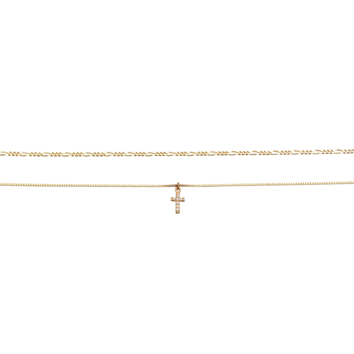Gold - Elli | Choker Kreuz Anhänger | Zirkonia (Weiß) | 925er Sterling Silber Vergoldet