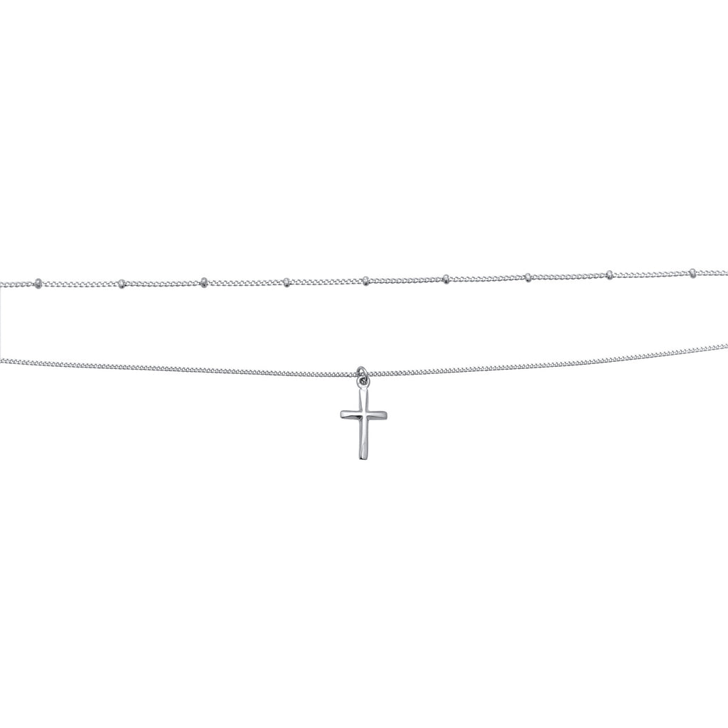 Silber - Elli | Kugel-Choker Kreuz | 925 Sterling Silber
