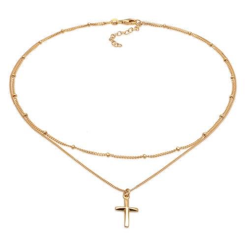 Gold - Elli | Kugel-Choker Kreuz | 925 Sterling Silber Vergoldet