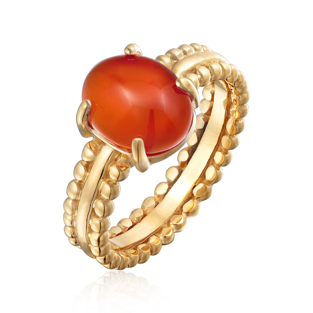 Orange - Elli PREMIUM | Solitär-Ring Twisted | Karneol (Rot) | 925er Sterling Silber Vergoldet