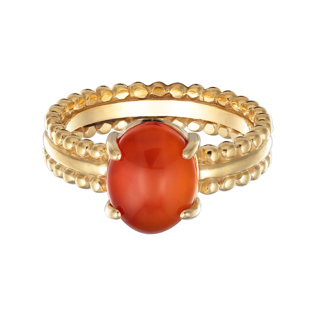 Orange - Elli PREMIUM | Solitär-Ring Twisted | Karneol (Rot) | 925er Sterling Silber Vergoldet
