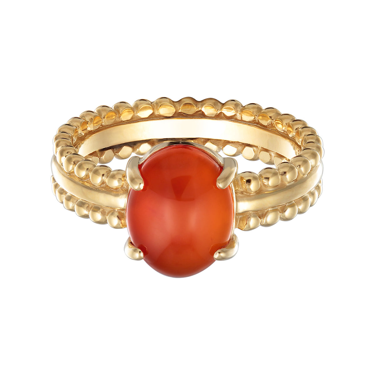 Orange - Elli PREMIUM | Solitär-Ring Twisted | Karneol (Rot) | 925er Sterling Silber Vergoldet