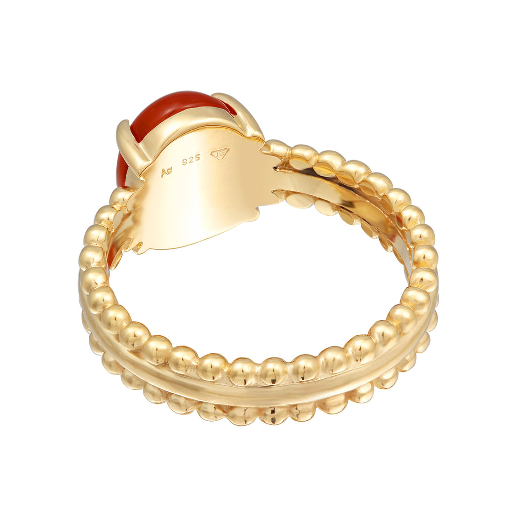 Orange - Elli PREMIUM | Solitär-Ring Twisted | Karneol (Rot) | 925er Sterling Silber Vergoldet
