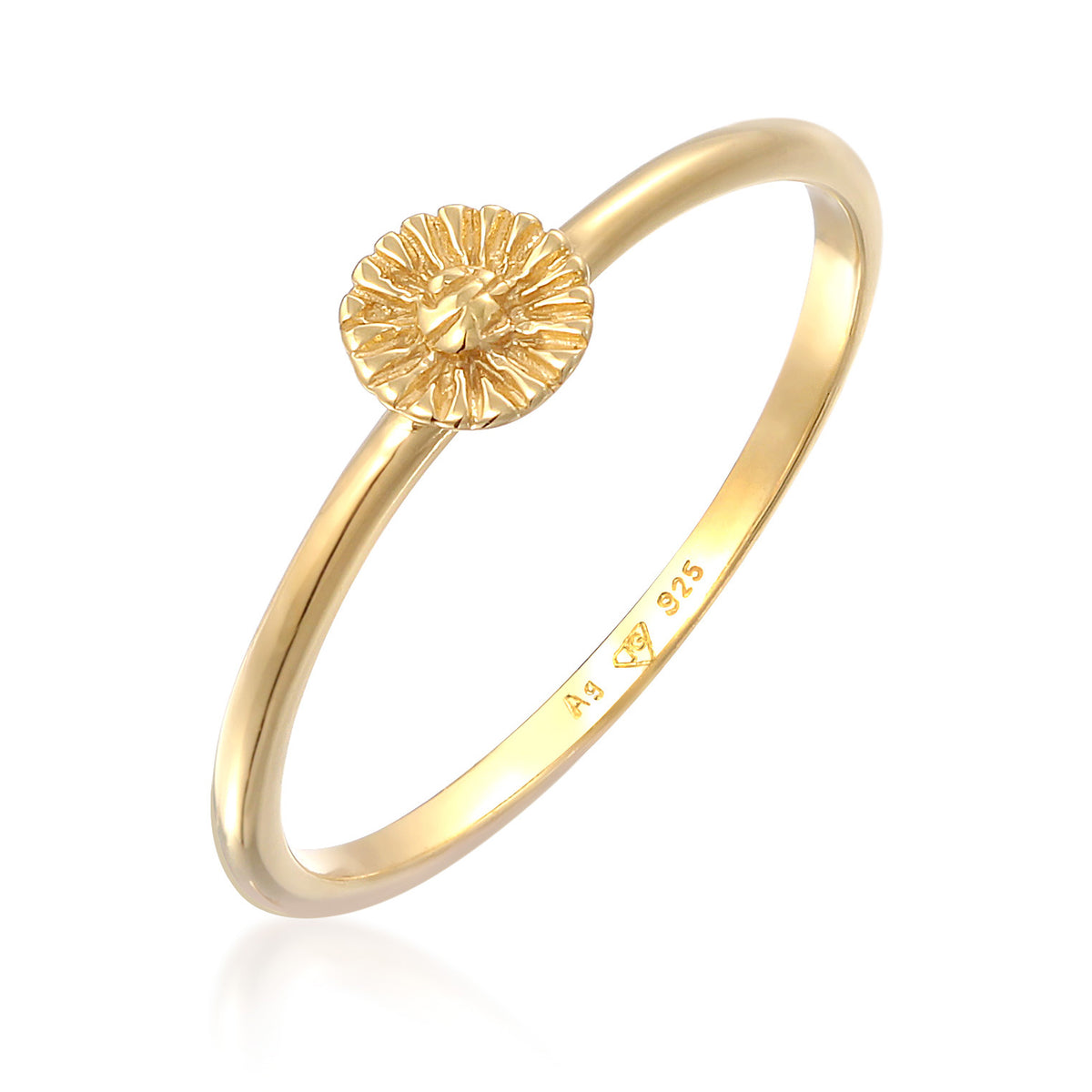 Gold - Elli | Stapelring Blume Boho | 925er Sterling Silber Vergoldet
