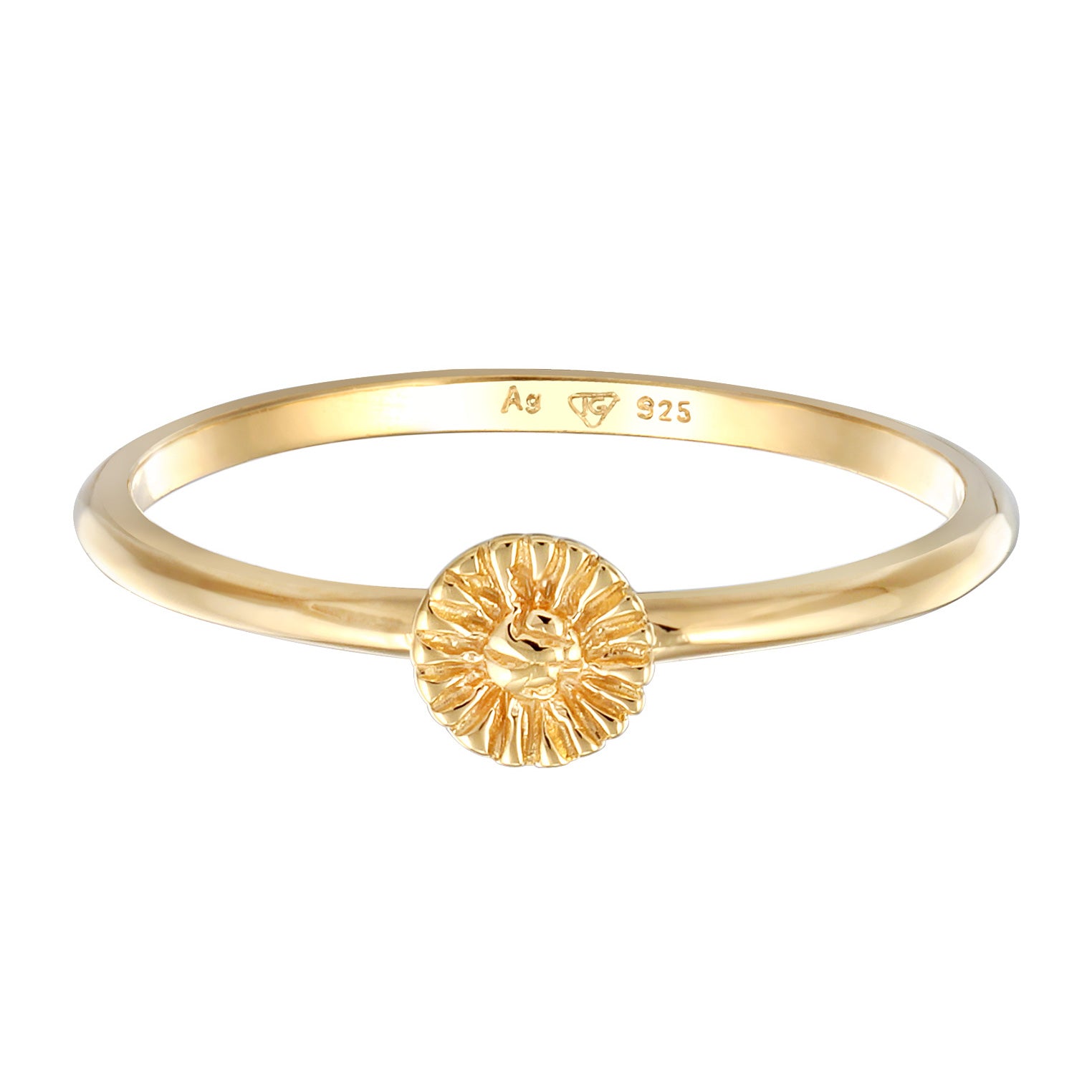 Gold - Elli | Stapelring Blume Boho | 925er Sterling Silber Vergoldet