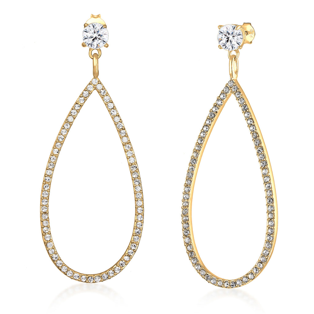 Gold - Elli PREMIUM | Ohrhänger Tropfen | Mit Kristallen von Swarovski® (Weiß) | 925er Sterling Silber Vergoldet