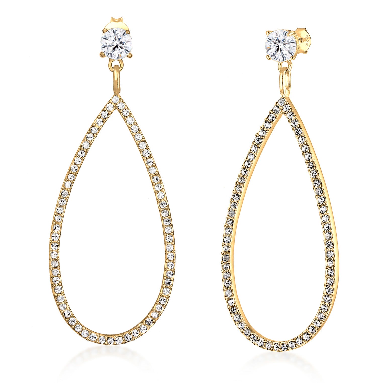Gold - Elli PREMIUM | Ohrhänger Tropfen | Mit Kristallen von Swarovski® (Weiß) | 925er Sterling Silber Vergoldet