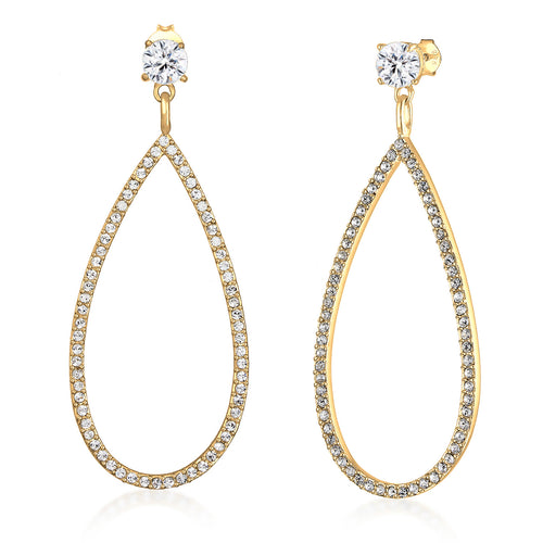 Gold - Elli PREMIUM | Ohrhänger Tropfen | Mit Kristallen von Swarovski® (Weiß) | 925er Sterling Silber Vergoldet