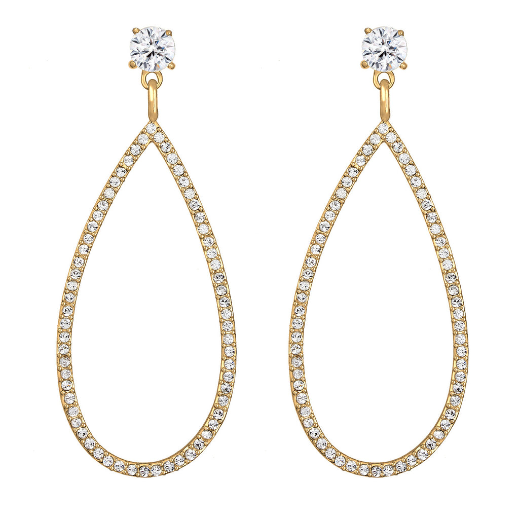 Gold - Elli PREMIUM | Ohrhänger Tropfen | Mit Kristallen von Swarovski® (Weiß) | 925er Sterling Silber Vergoldet