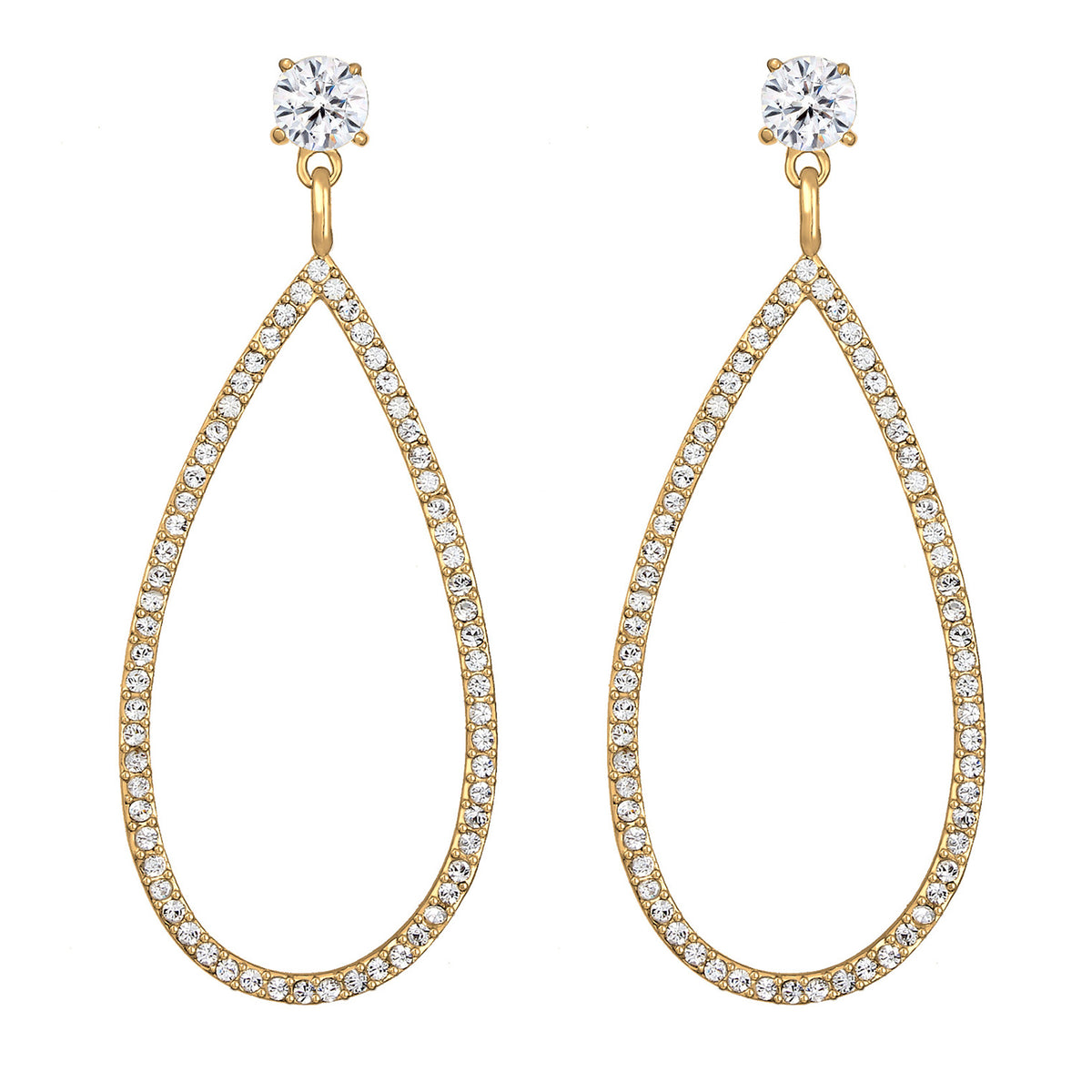 Gold - Elli PREMIUM | Ohrhänger Tropfen | Mit Kristallen von Swarovski® (Weiß) | 925er Sterling Silber Vergoldet