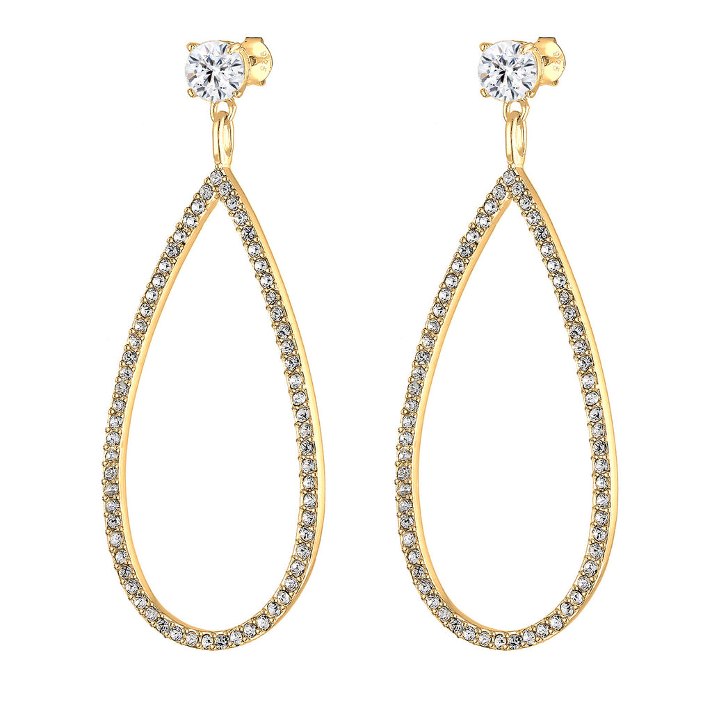Gold - Elli PREMIUM | Ohrhänger Tropfen | Mit Kristallen von Swarovski® (Weiß) | 925er Sterling Silber Vergoldet
