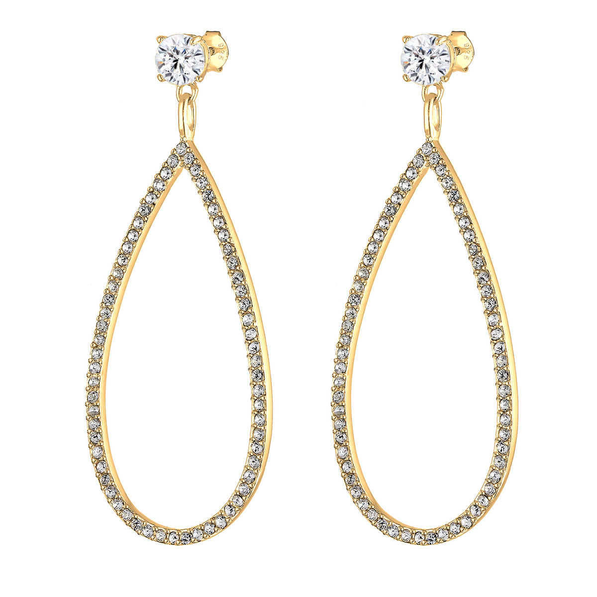 Gold - Elli PREMIUM | Ohrhänger Tropfen | Mit Kristallen von Swarovski® (Weiß) | 925er Sterling Silber Vergoldet