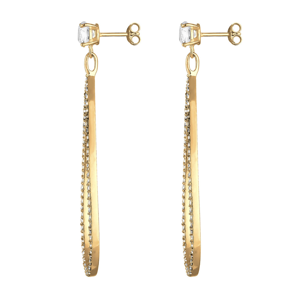 Gold - Elli PREMIUM | Ohrhänger Tropfen | Mit Kristallen von Swarovski® (Weiß) | 925er Sterling Silber Vergoldet
