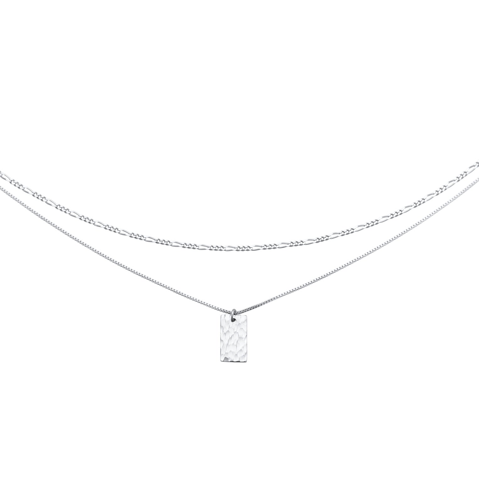 Silber - Elli | Figaro-Halskette Layer Plättchen | 925er Sterling Silber