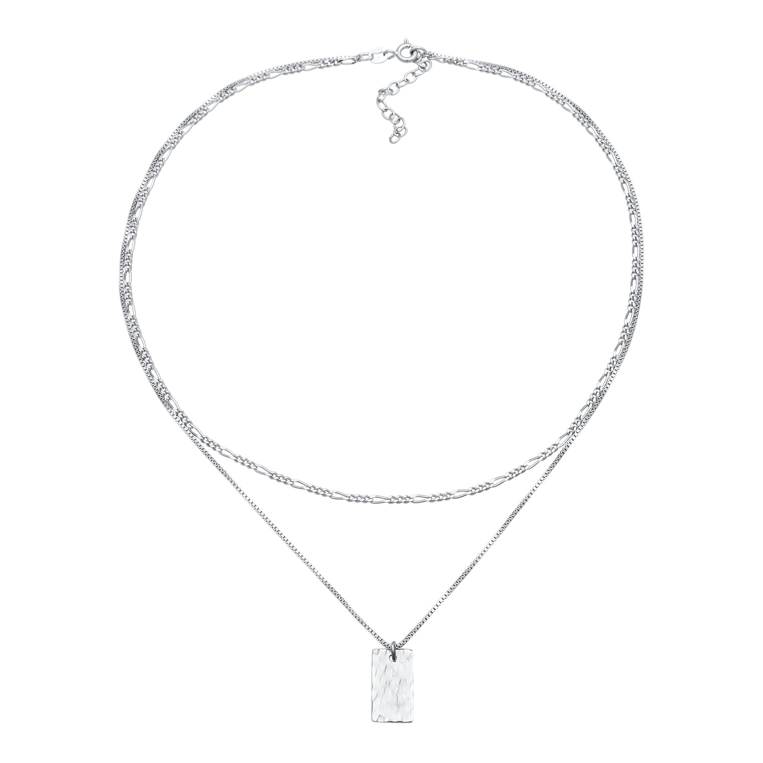 Silber - Elli | Figaro-Halskette Layer Plättchen | 925er Sterling Silber