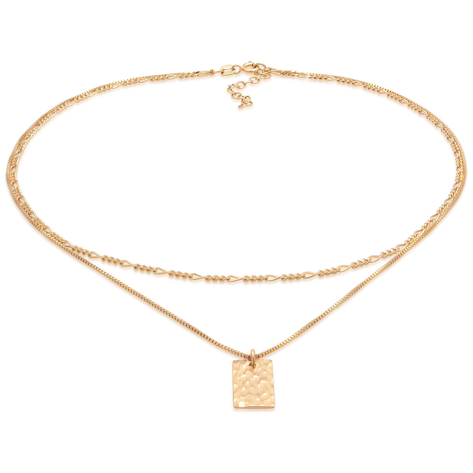 Gold - Elli | Figaro-Halskette Layer Plättchen | 925er Sterling Silber Vergoldet