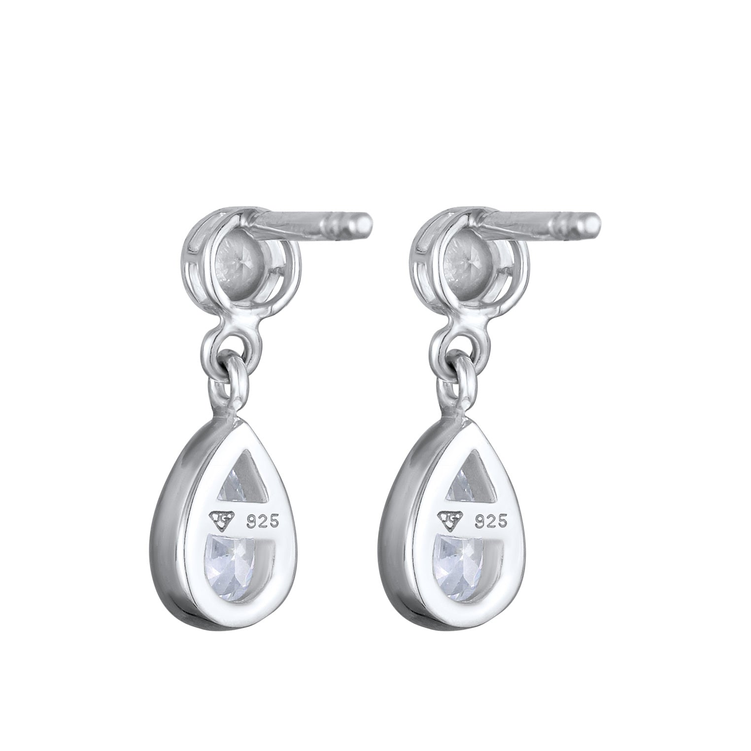 Silber - Elli | Ohrhänger Tropfen | Zirkonia (Weiß) | 925er Sterling Silber