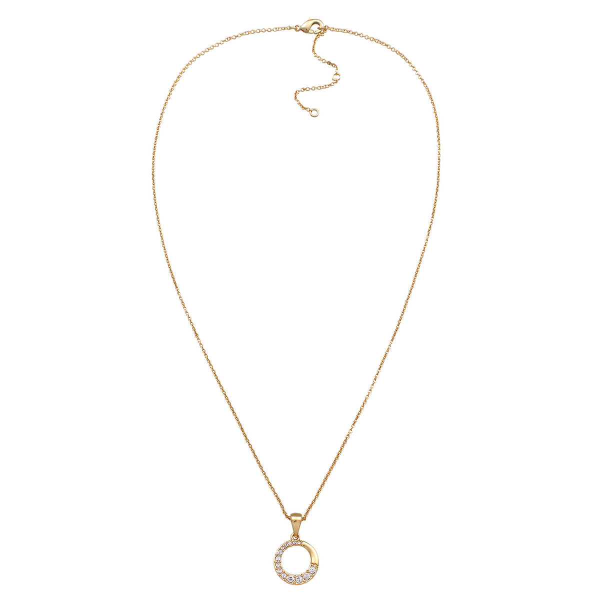 Gold - Elli | Halskette Kreis Anhänger | Kristalle (Weiß) | Messing