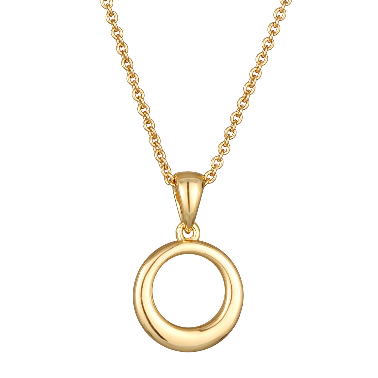 Gold - Elli | Halskette Kreis Anhänger | Kristalle (Weiß) | Messing