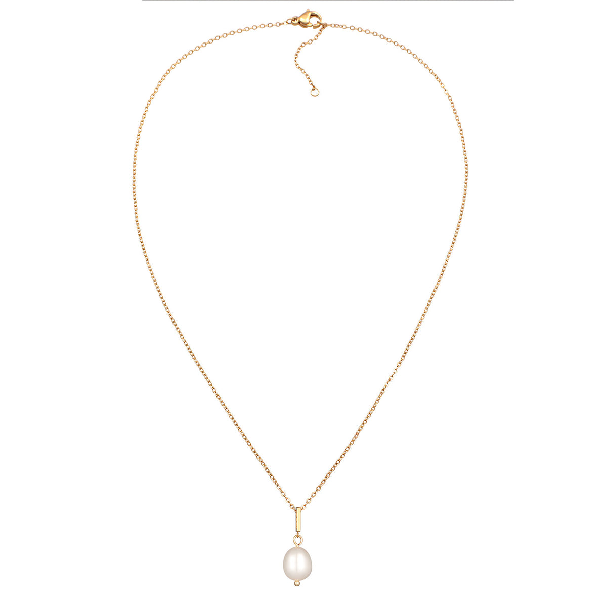 Gold - Elli | Gliederhalskette Anhänger Klassisch | Glasperle | Messing
