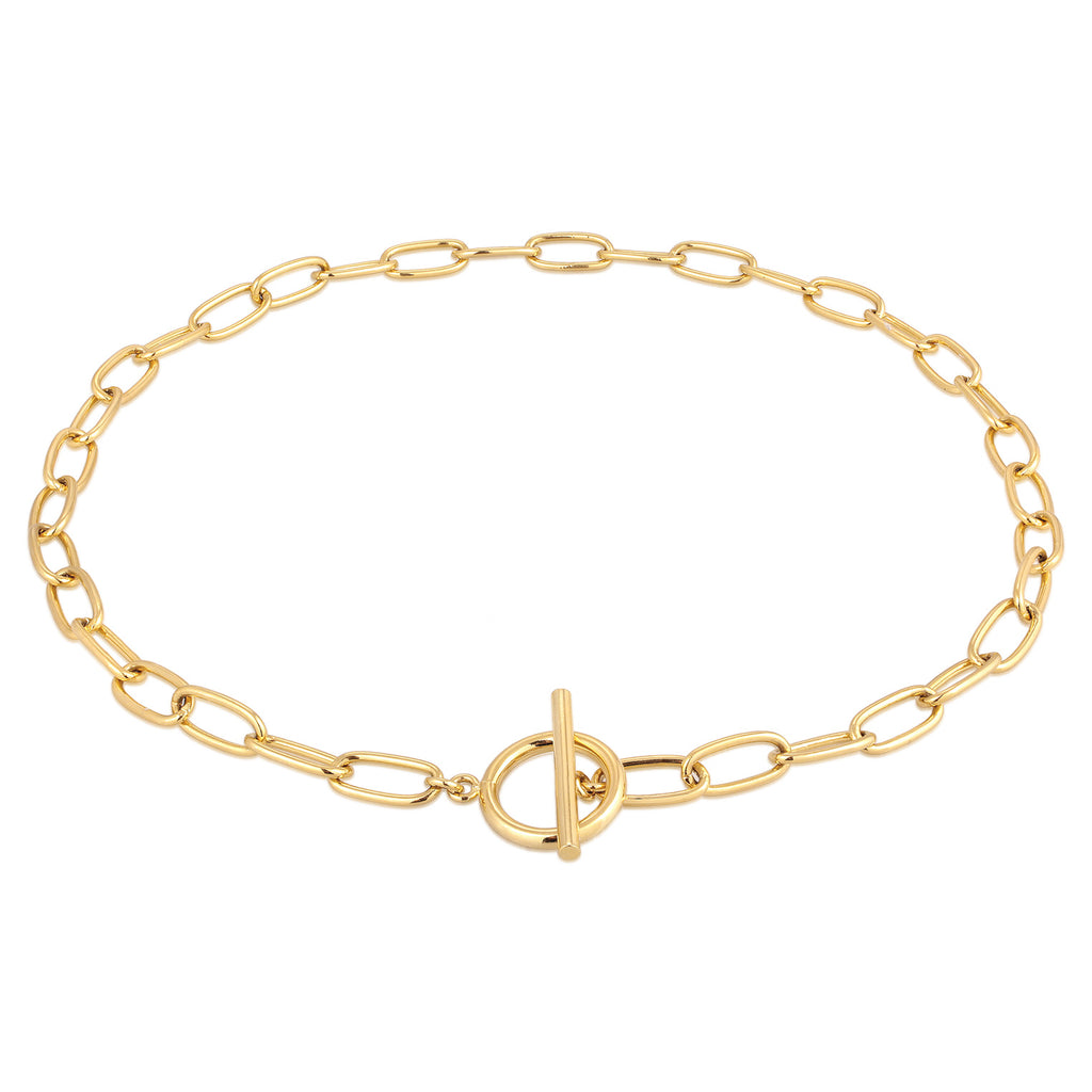 Gold - Elli | Glieder-Halskette T-Verschluss | Messing