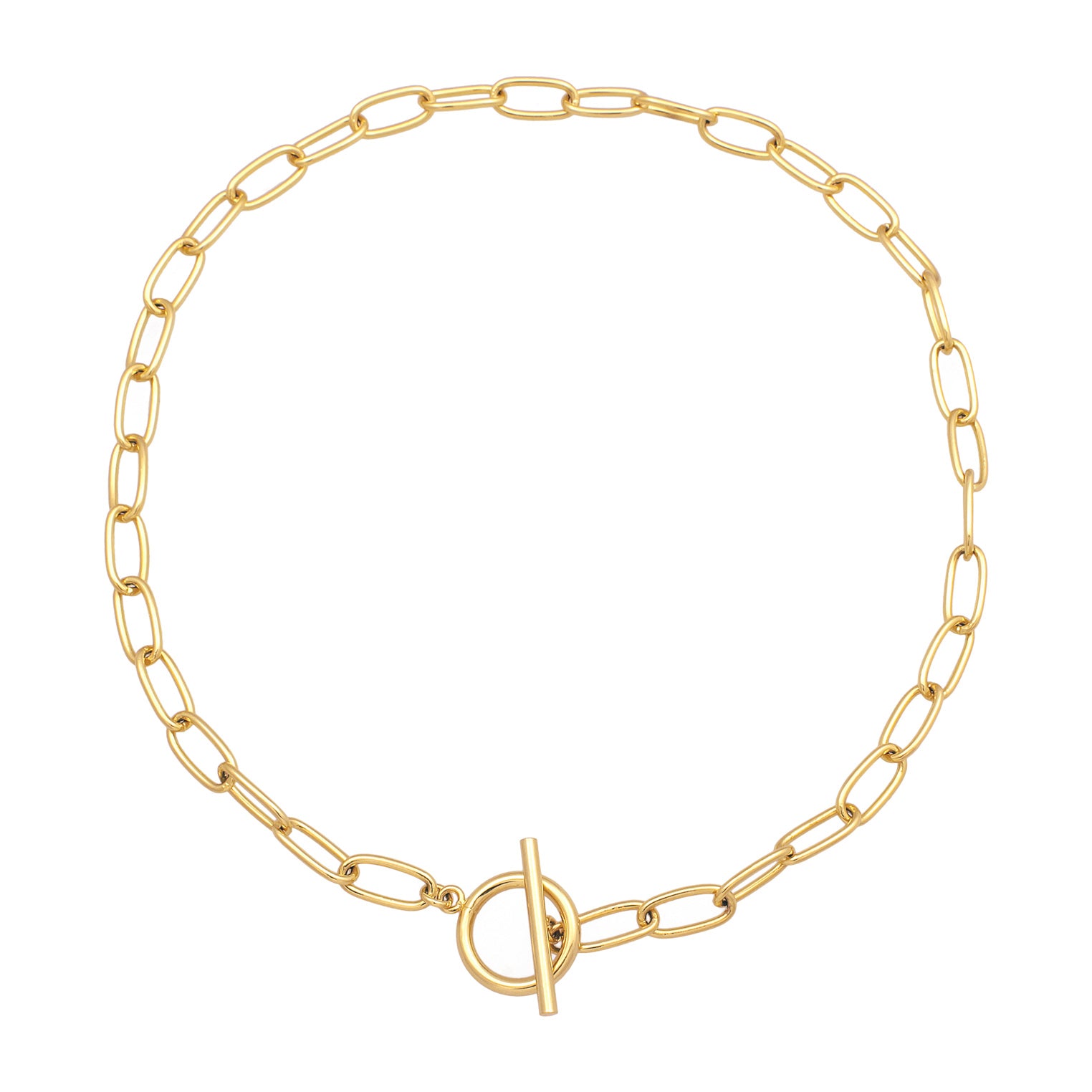 Gold - Elli | Glieder-Halskette T-Verschluss | Messing