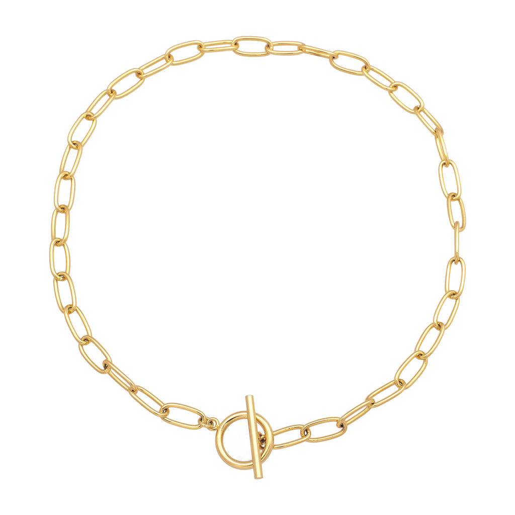 Gold - Elli | Glieder-Halskette T-Verschluss | Messing
