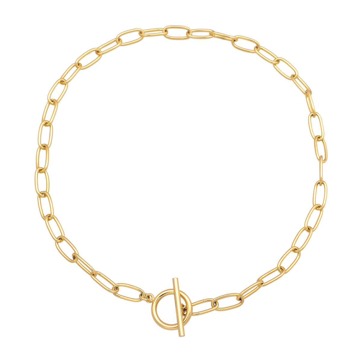 Gold - Elli | Glieder-Halskette T-Verschluss | Messing