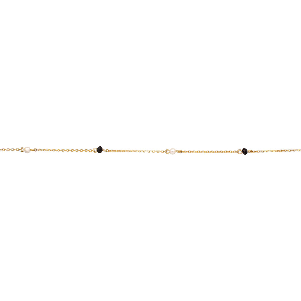 Gold - Elli | Halskette Basic | Kristallperlen (Schwarz, Weiß) | Messing