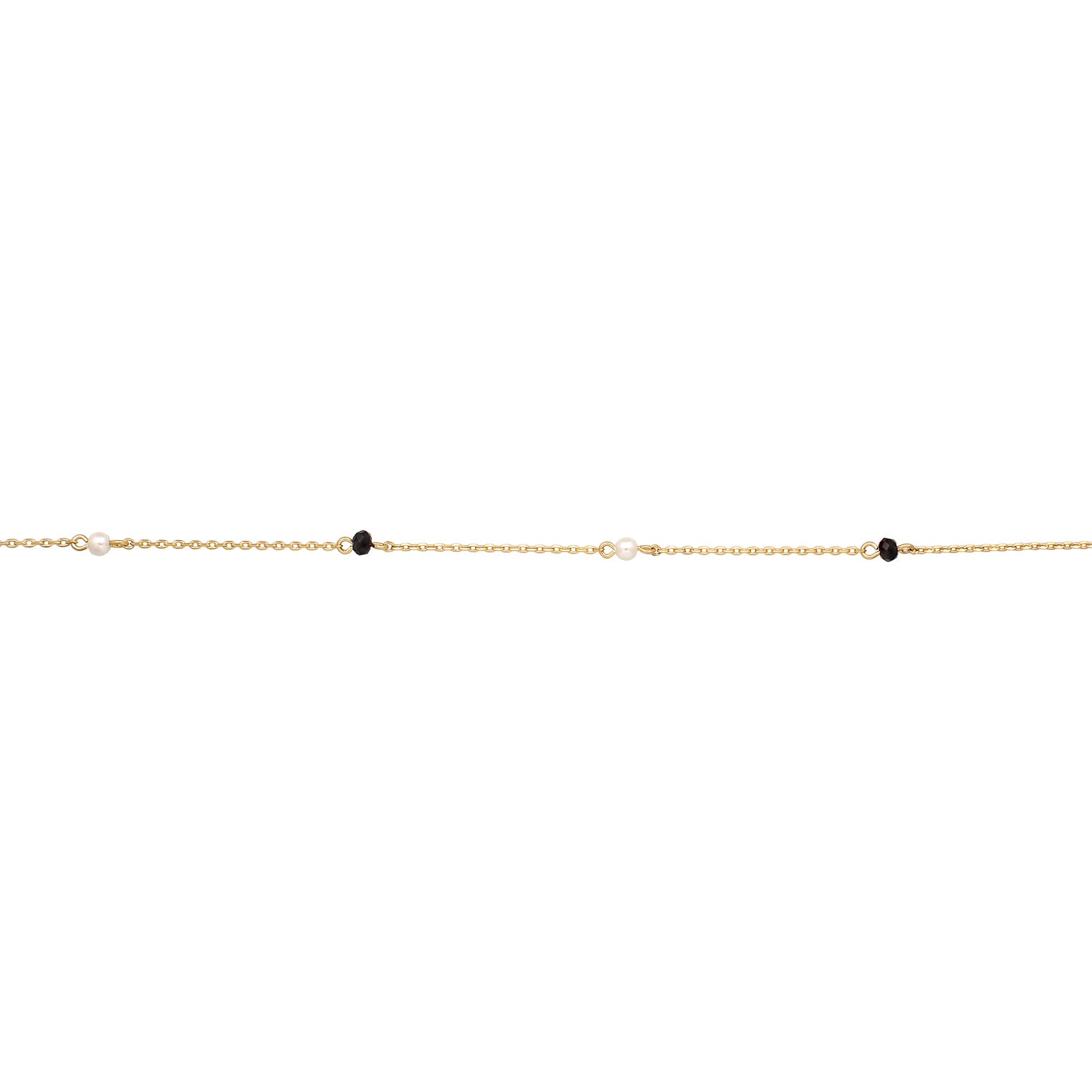Gold - Elli | Halskette Basic | Kristallperlen (Schwarz, Weiß) | Messing