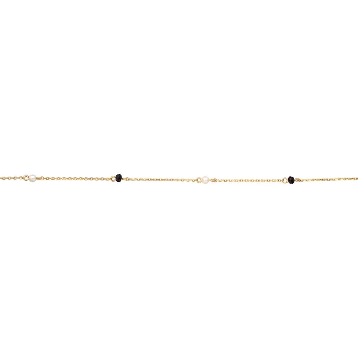 Gold - Elli | Halskette Basic | Kristallperlen (Schwarz, Weiß) | Messing