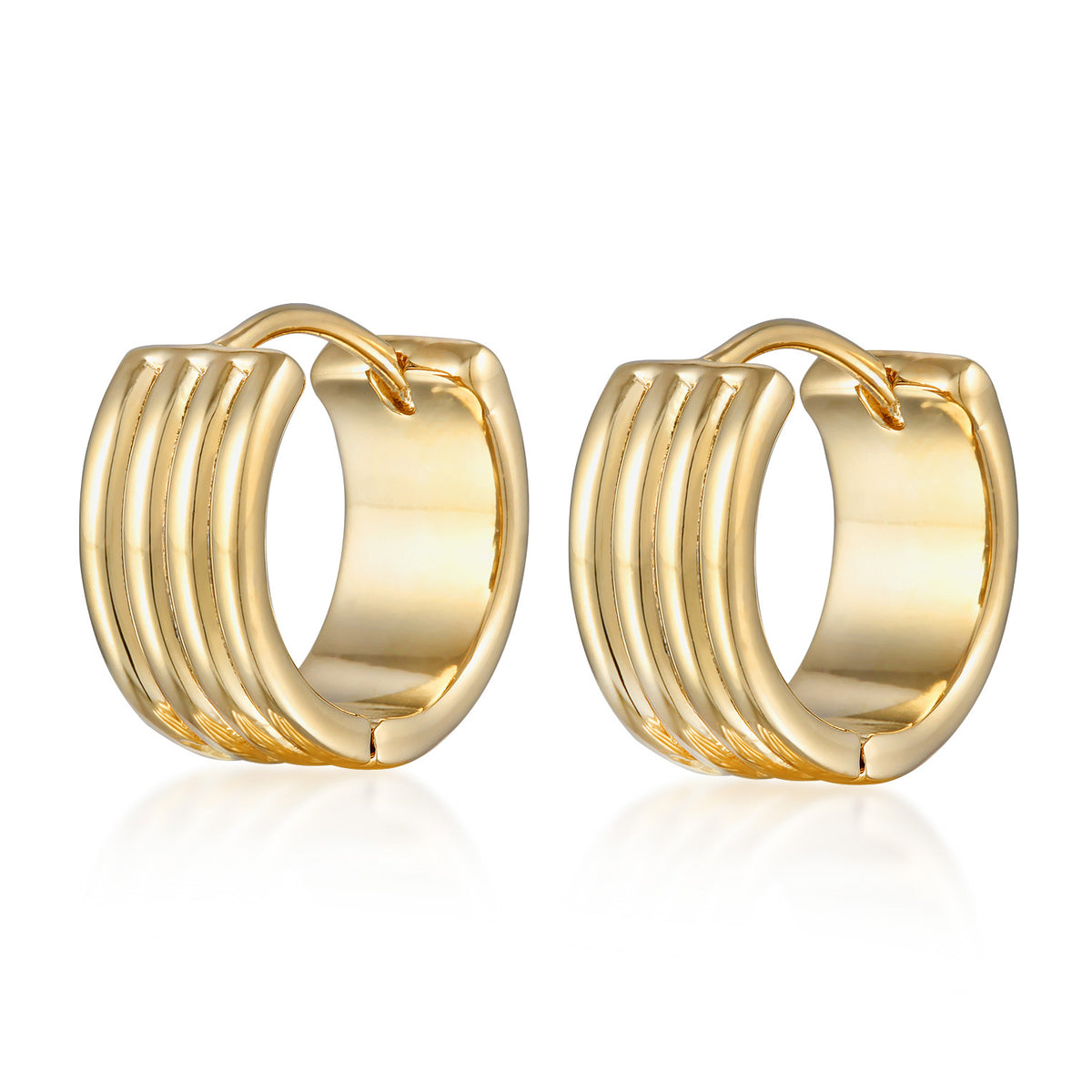 Gold - Elli | Creolen Chunky Rillen | Messing