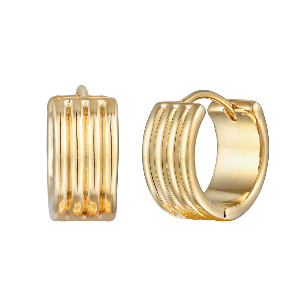 Gold - Elli | Creolen Chunky Rillen | Messing