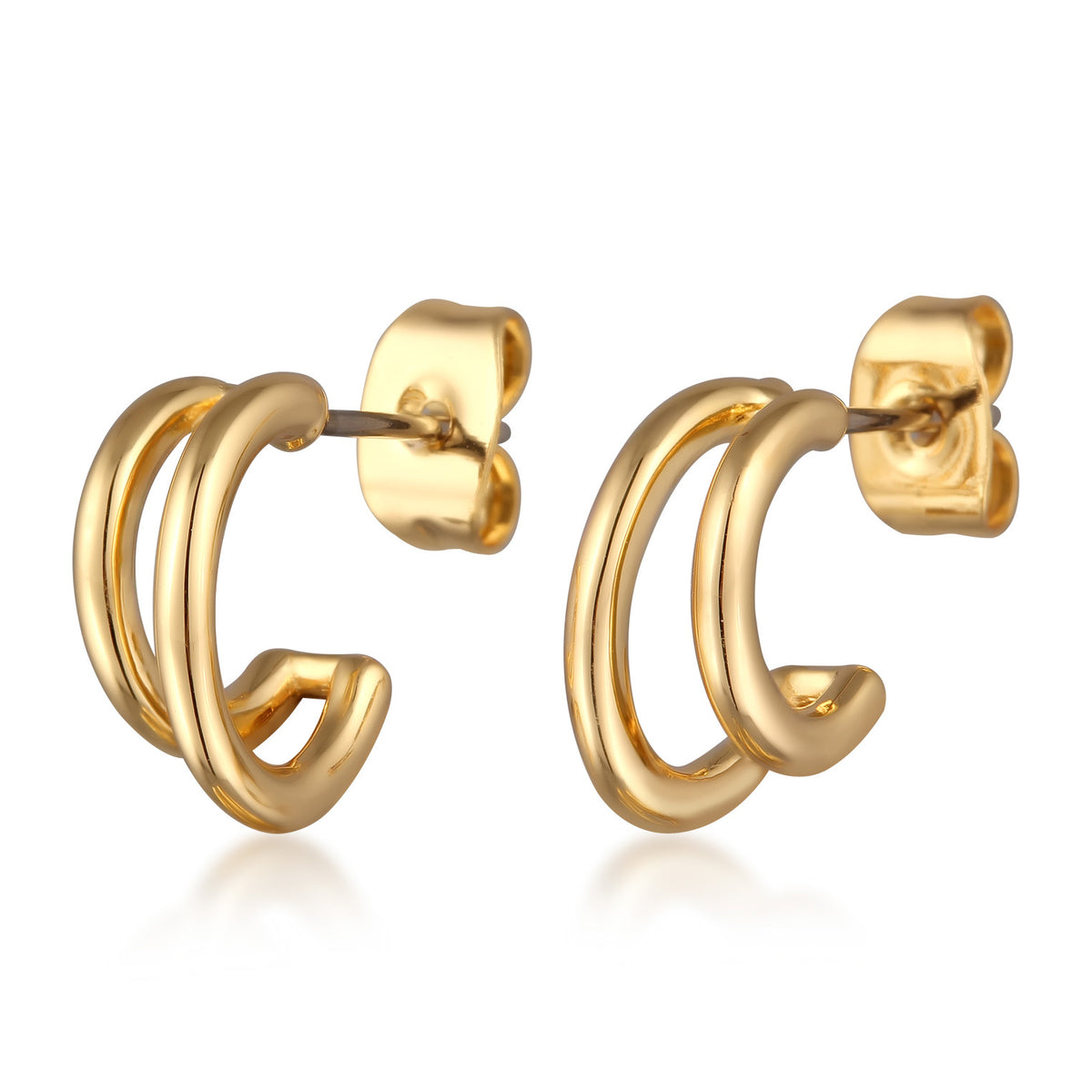 Gold - Elli | Creolen Stecker Offen | Messing