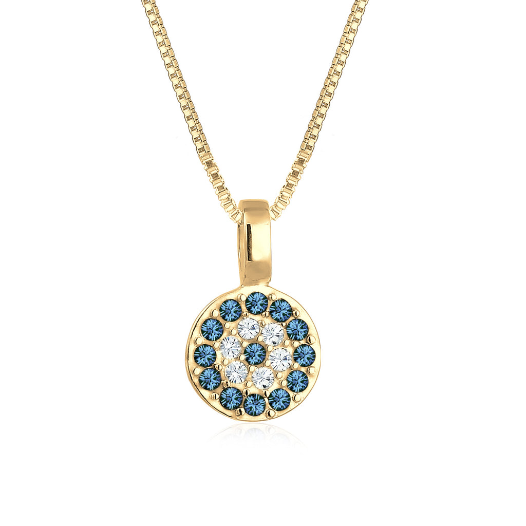 Gold - Elli | Halskette | Mit Kristallen von Swarovski® (Blau) | 925er Sterling Silber Vergoldet
