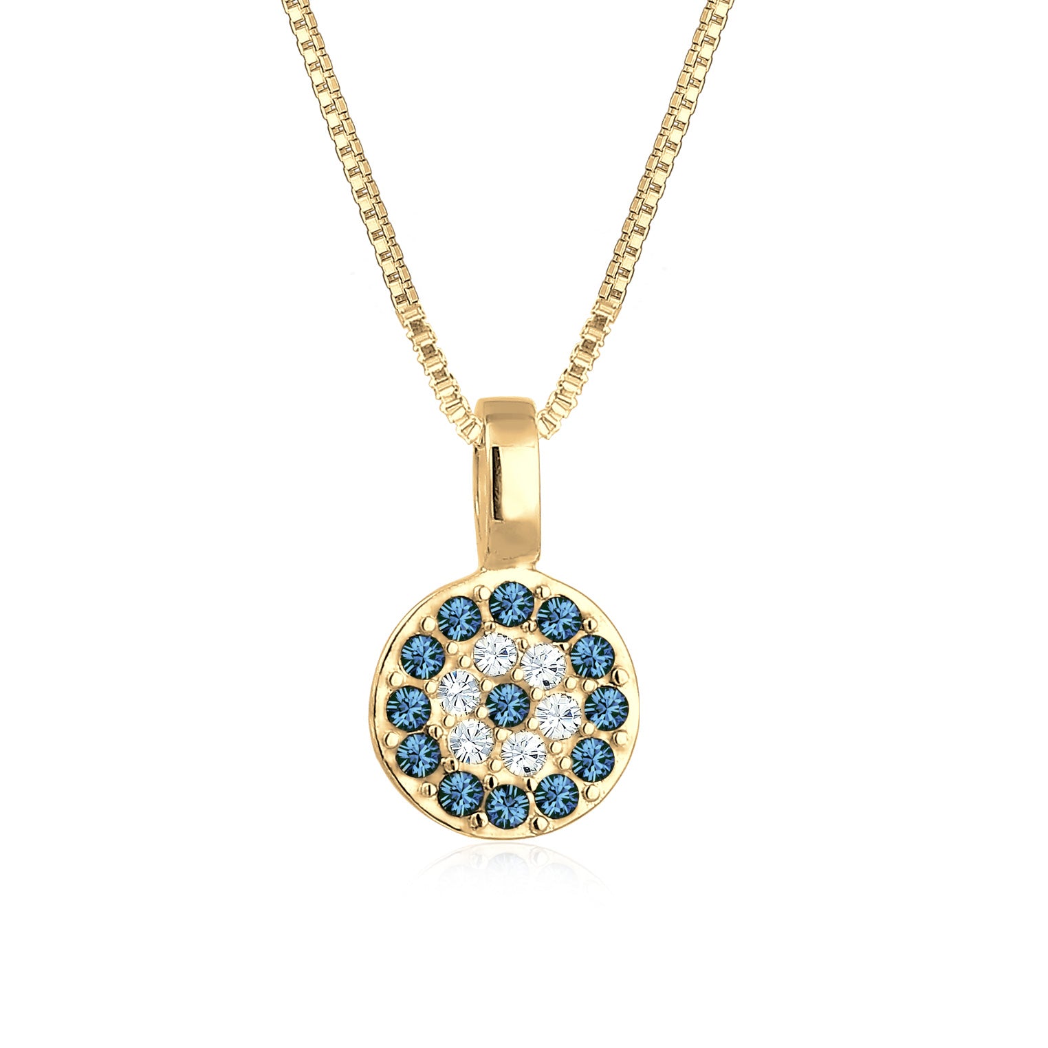 Gold - Elli | Halskette | Mit Kristallen von Swarovski® (Blau) | 925er Sterling Silber Vergoldet