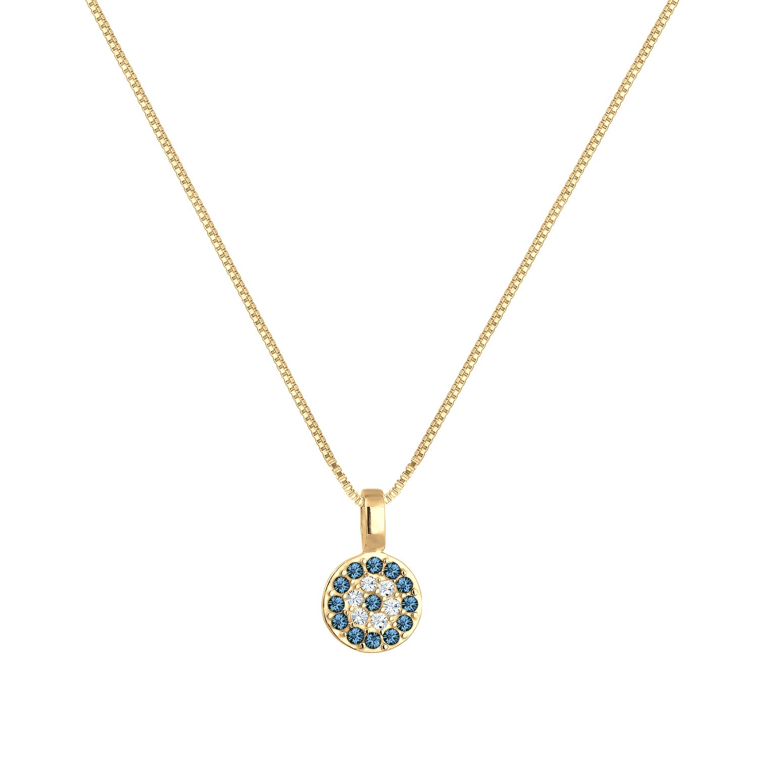 Gold - Elli | Halskette | Kristall (Blau) | 925er Sterling Silber Vergoldet