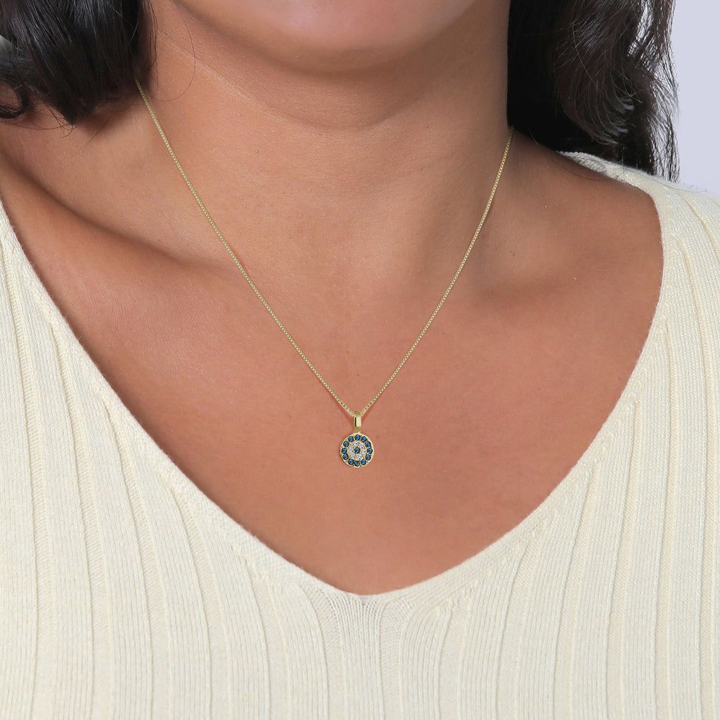 Gold - Elli | Halskette | Mit Kristallen von Swarovski® (Blau) | 925er Sterling Silber Vergoldet