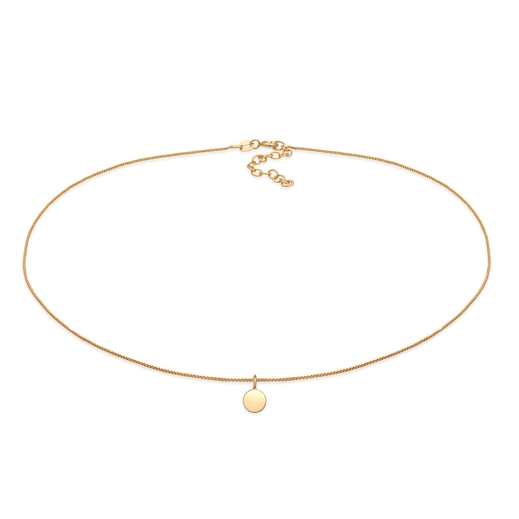 Gold - Elli | Halskette Plättchen | 925er Sterling Silber Vergoldet