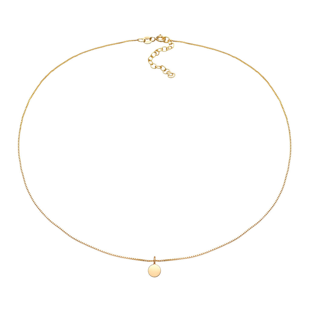 Gold - Elli | Halskette Plättchen | 925er Sterling Silber Vergoldet