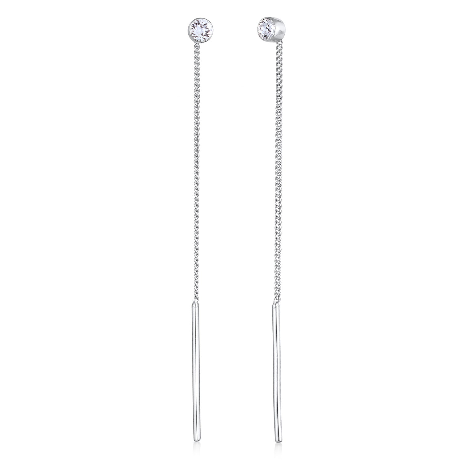 Silber - Elli | Ohrhänger Durchziehen Solitär | Mit Kristallen von Swarovski® (Weiß) | 925er Sterling Silber
