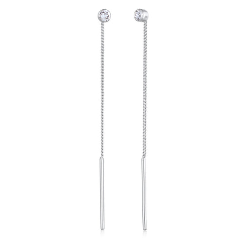 Silber - Elli | Ohrhänger Durchziehen Solitär | Mit Kristallen von Swarovski® (Weiß) | 925er Sterling Silber