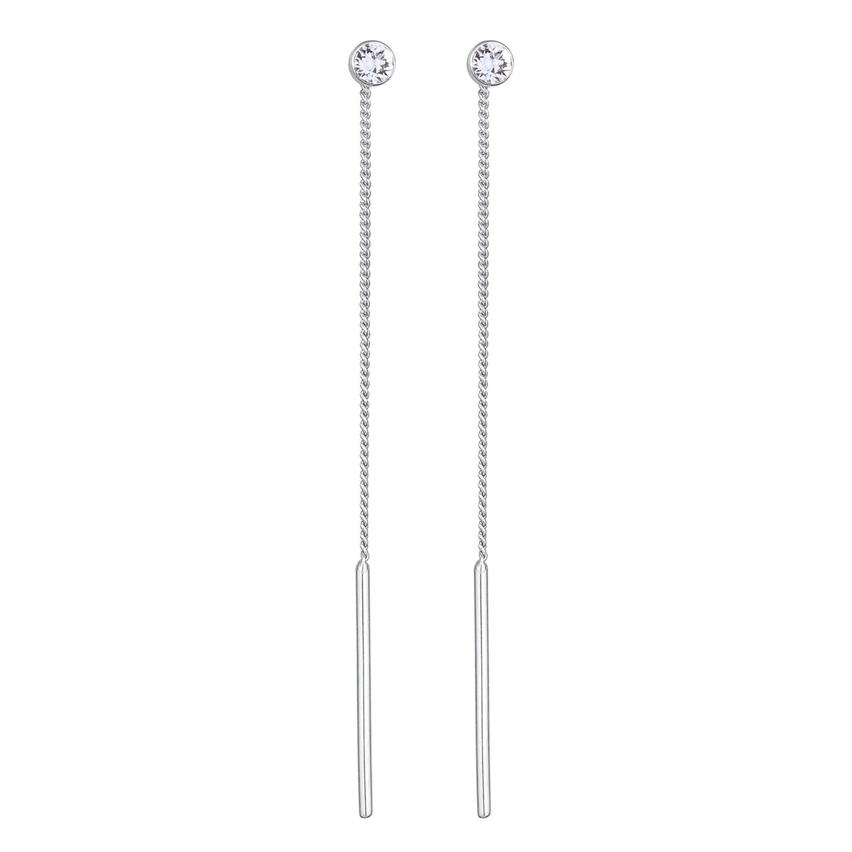 Silber - Elli | Ohrhänger Durchziehen Solitär | Mit Kristallen von Swarovski® (Weiß) | 925er Sterling Silber