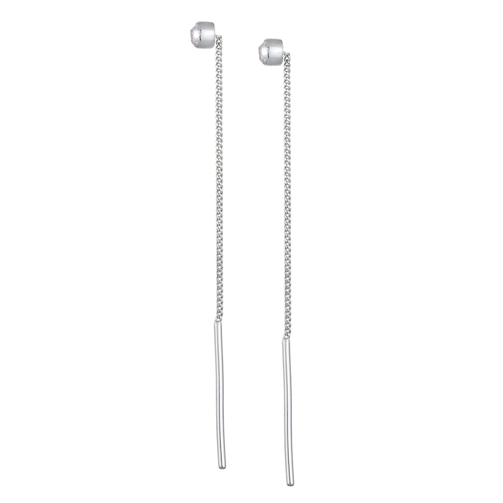 Silber - Elli | Ohrhänger Durchziehen Solitär | Mit Kristallen von Swarovski® (Weiß) | 925er Sterling Silber