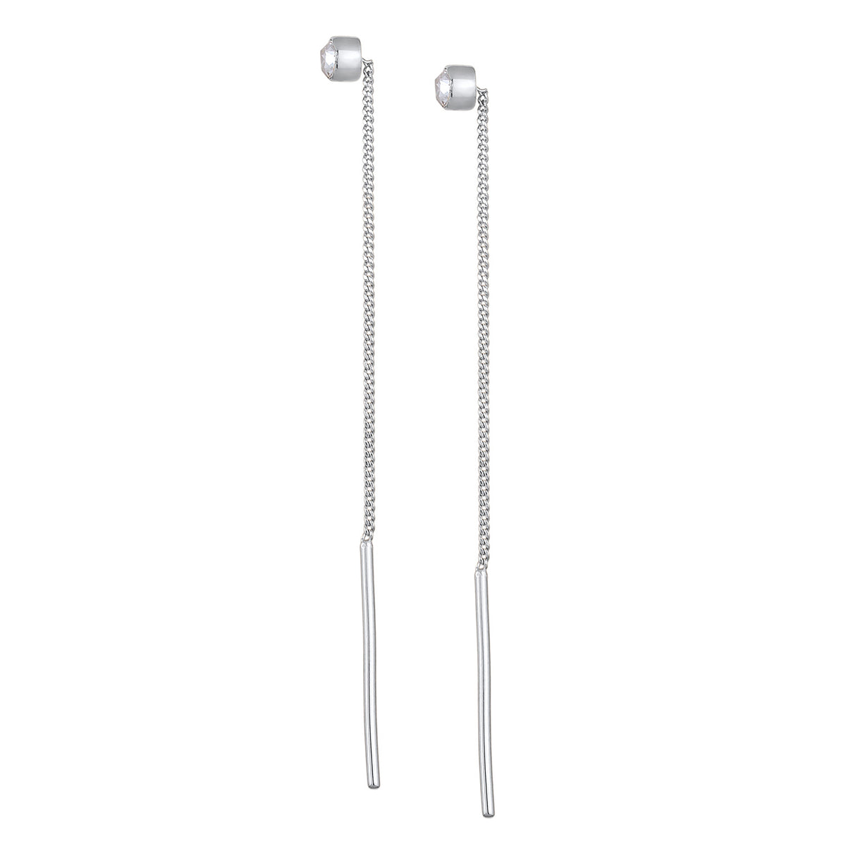 Silber - Elli | Ohrhänger Durchziehen Solitär | Mit Kristallen von Swarovski® (Weiß) | 925er Sterling Silber