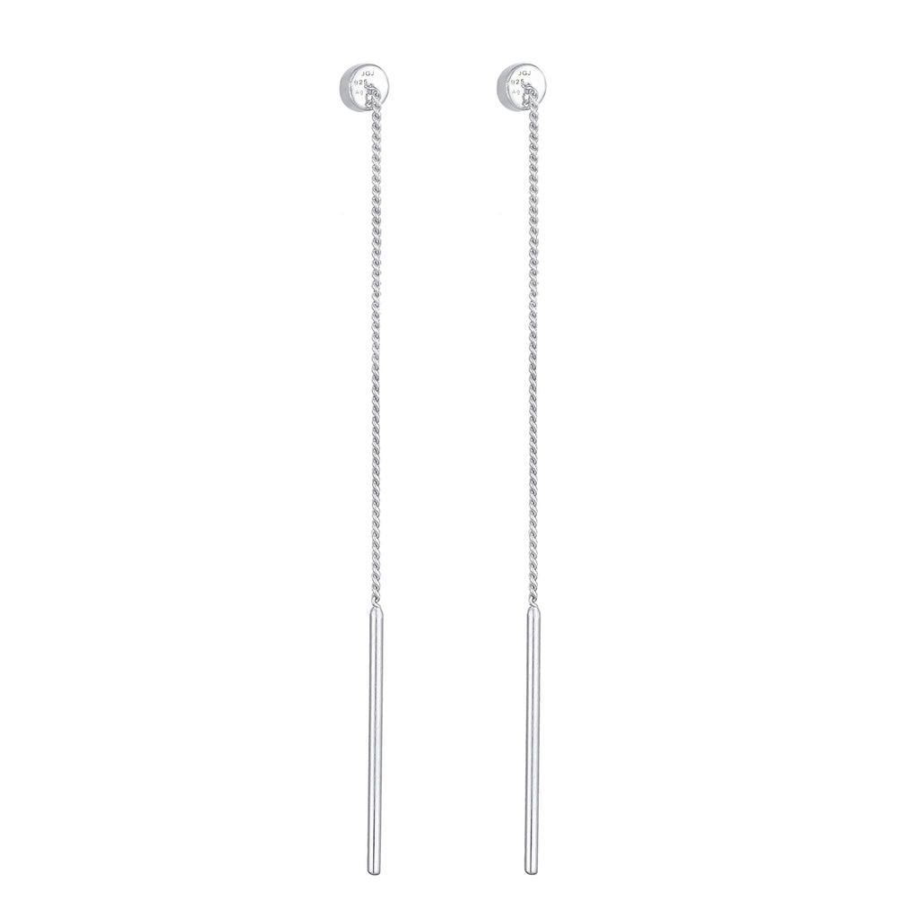 Silber - Elli | Ohrhänger Durchziehen Solitär | Mit Kristallen von Swarovski® (Weiß) | 925er Sterling Silber
