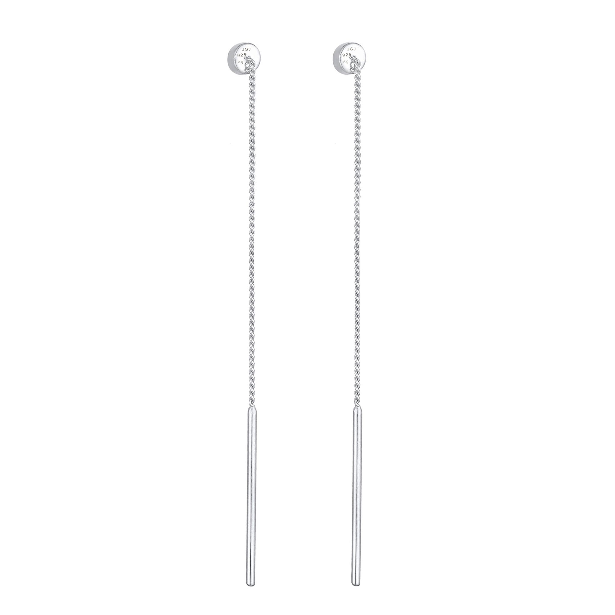 Silber - Elli | Ohrhänger Durchziehen Solitär | Mit Kristallen von Swarovski® (Weiß) | 925er Sterling Silber